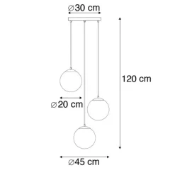 Art Deco Hängelampe Messing 45 cm 3-hellrosa - Pallon