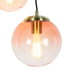 Art Deco Hängelampe Messing 45 cm 3-hellrosa - Pallon