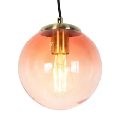 Art Deco Hängelampe Messing 45 cm 3-hellrosa - Pallon