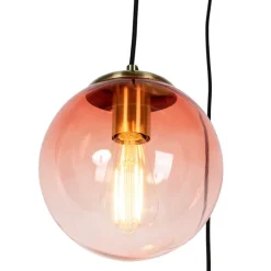 Art Deco Hängelampe Messing 45 cm 3-hellrosa - Pallon