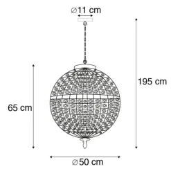 Art Deco Hängelampe mit Kristallen / Gold 50 cm - Kasbah