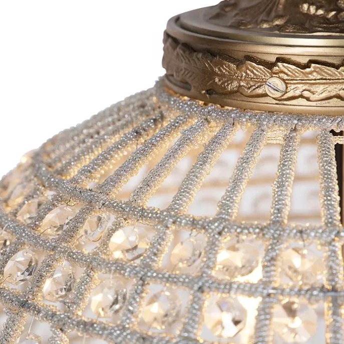 Art Deco Hängelampe mit Kristallen / Gold 50 cm - Kasbah