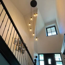 Art Deco Hängelampe schwarz 7-Licht - Pallon