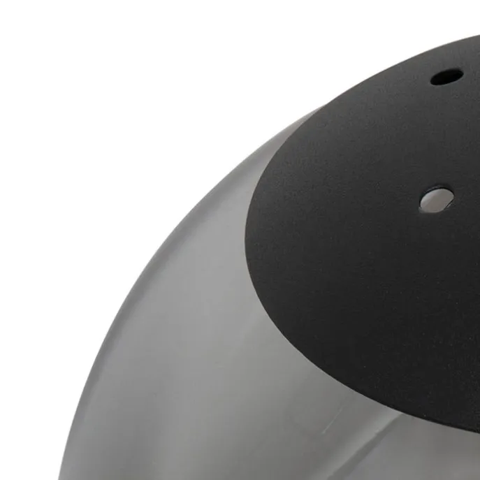 Art Deco Hängelampe schwarz mit Rauchglas 3-Licht - Pallon Mezzi