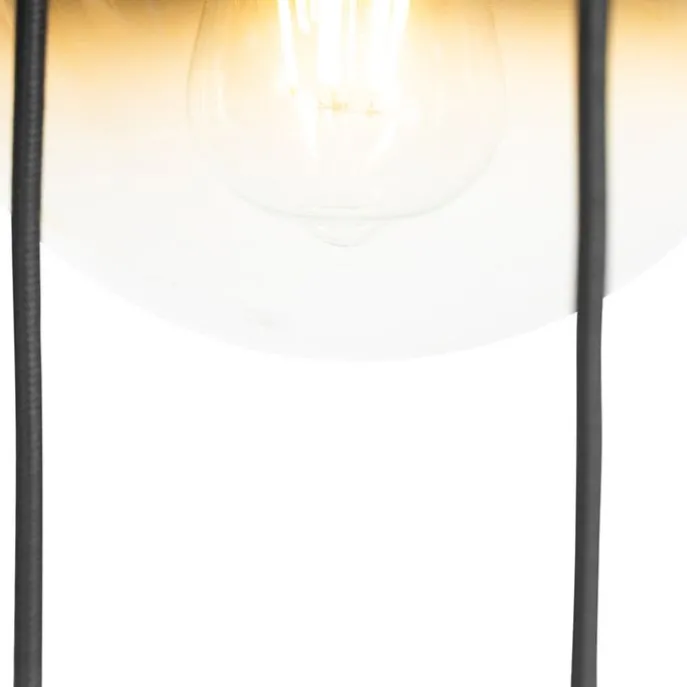 Art Deco Hängelampe schwarz mit Goldglas 7-flammig - Pallon