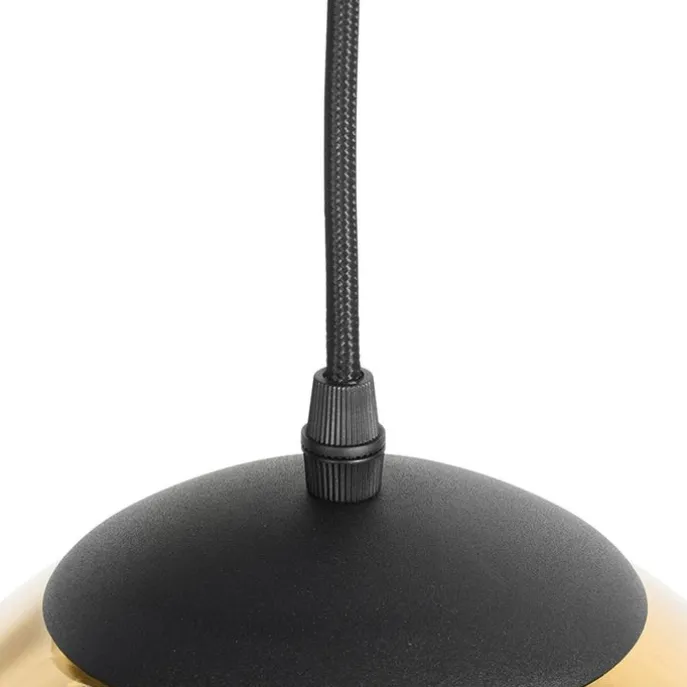 Art Deco Hängelampe schwarz mit Goldglas 7-flammig - Pallon