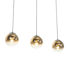 Art Deco Hängelampe schwarz mit gold länglich 3-flammig - Pallon