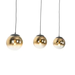 Art Deco Hängelampe schwarz mit gold länglich 3-flammig - Pallon