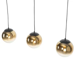 Art Deco Hängelampe schwarz mit gold länglich 3-flammig - Pallon