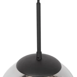 Art Deco Hängelampe schwarz mit Rauchglas - Flore