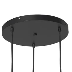 Art Deco Hängelampe schwarz 3-flammig mit Rauchglas - Busa