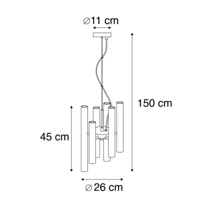 Art Deco Hängelampe schwarz 12-flammig - Tubi
