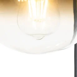 Art Deco Hängelampe schwarz mit Goldglas rund 3-flammig - Pallon