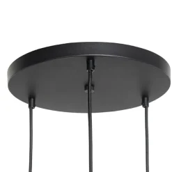 Art Deco Hängelampe schwarz mit Goldglas rund 3-flammig - Pallon