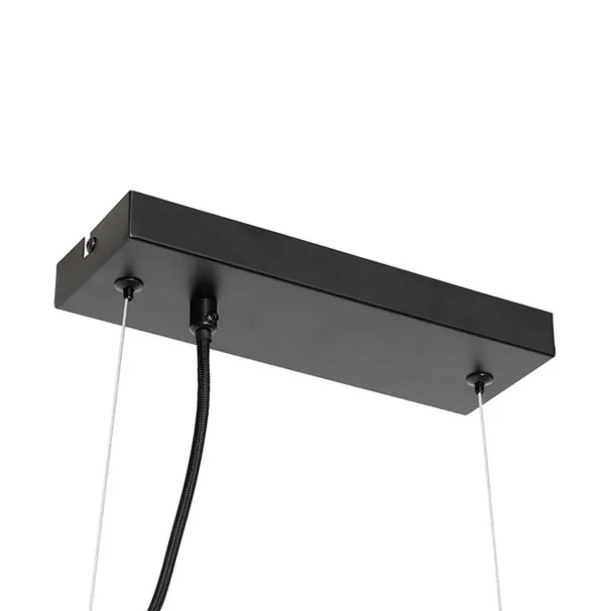 Art Deco Hängelampe schwarz mit braunem Glas 8 Lichter - David