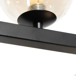 Art Deco Hängelampe schwarz mit braunem Glas 8 Lichter - David