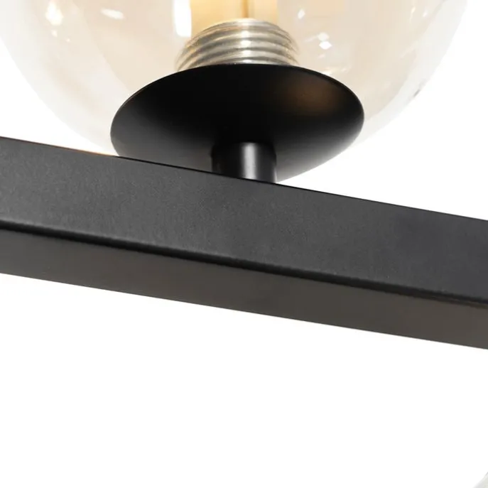 Art Deco Hängelampe schwarz mit braunem Glas 8 Lichter - David