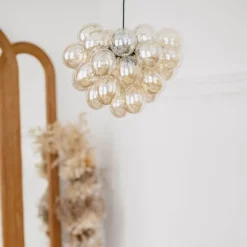 Art Deco Hängelampe schwarz mit Glas 8-Licht - Uvas