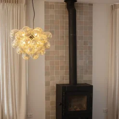 Art Deco Hängelampe schwarz mit Glas 8-Licht - Uvas