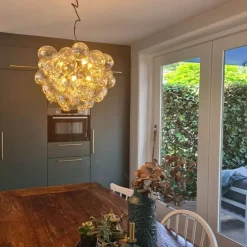 Art Deco Hängelampe schwarz mit Glas 8-Licht - Uvas