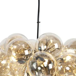 Art Deco Hängelampe schwarz mit Glas 8-Licht - Uvas