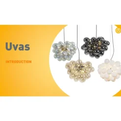 Art Deco Hängelampe schwarz mit Glas 8-Licht - Uvas