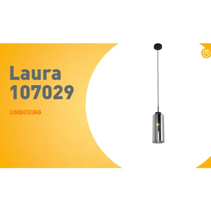 Art Deco Hängelampe schwarz mit Rauchglas - Laura