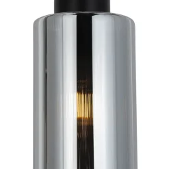 Art Deco Hängelampe schwarz mit Rauchglas - Laura