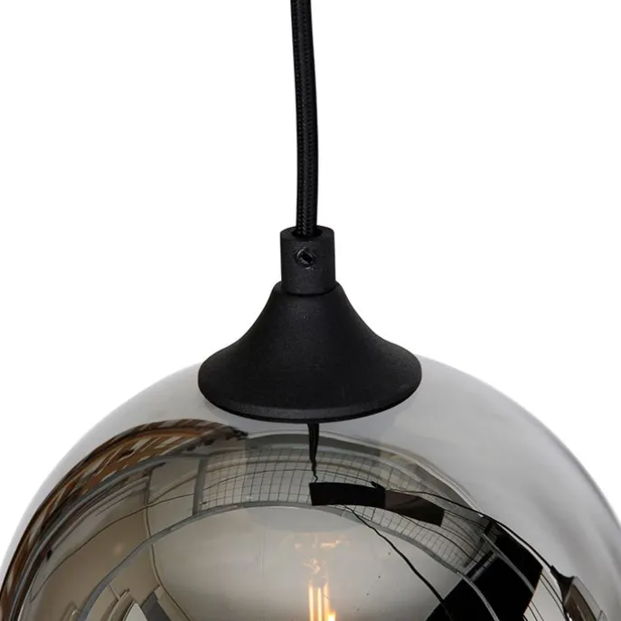 Art Deco Hängelampe schwarz mit Rauchglas 8-flammig - Hanne