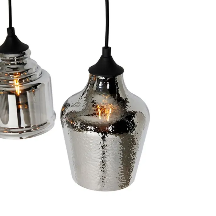 Art Deco Hängelampe schwarz mit Rauchglas 8-flammig - Hanne