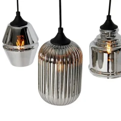 Art Deco Hängelampe schwarz mit Rauchglas 8-flammig - Hanne