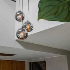 Art Deco Hängelampe schwarz mit Rauchglas 3 Lichter - Wallace