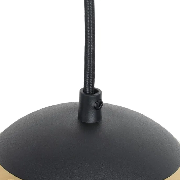 Art Deco Hängelampe schwarz mit Goldglas 20 cm - Pallon