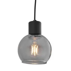 Art Deco Hängelampe schwarz mit Rauchglas länglich 4-flammig - Vidro