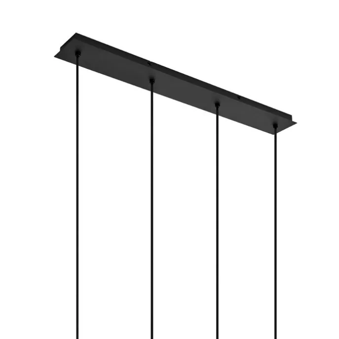 Art Deco Hängelampe schwarz mit Rauchglas länglich 4-flammig - Vidro