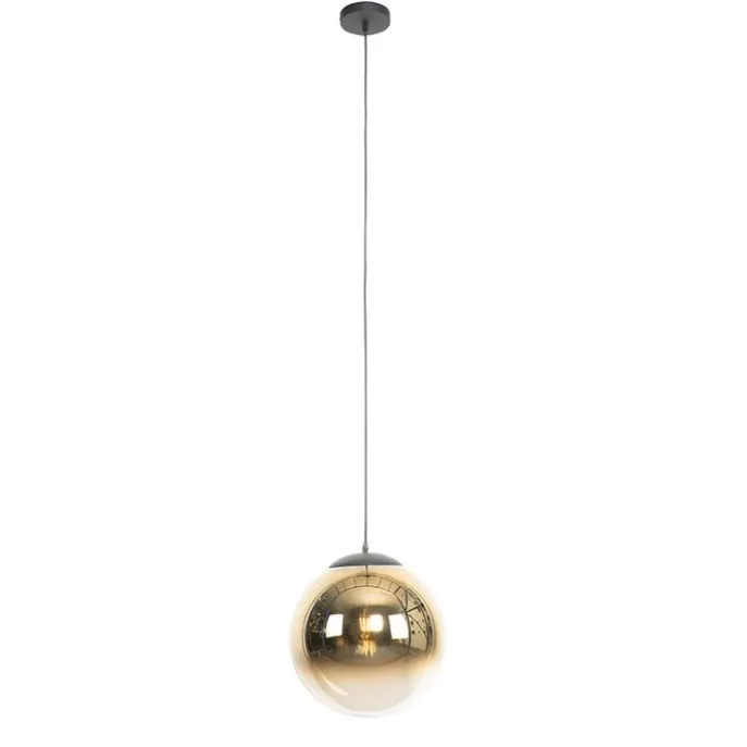 Art Deco Hängelampe schwarz mit Goldglas 33 cm - Pallon
