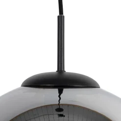 Art Deco Hängelampe schwarz mit Rauchglas 30 cm - Pallon