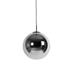 Art Deco Hängelampe schwarz mit Rauchglas 30 cm - Pallon