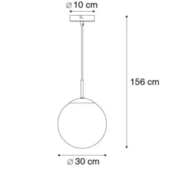 Art Deco Hängelampe schwarz mit Rauchglas 30 cm - Pallon