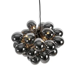 Art Deco Hängelampe schwarz mit Rauchglas 8 Lampen - Uvas