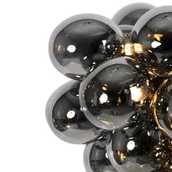 Art Deco Hängelampe schwarz mit Rauchglas 8 Lampen - Uvas