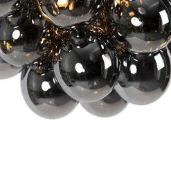 Art Deco Hängelampe schwarz mit Rauchglas 8 Lampen - Uvas