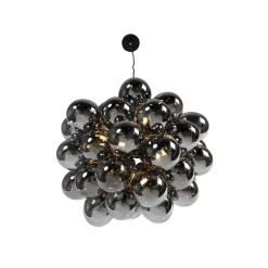 Art Deco Hängelampe schwarz mit Rauchglas 8 Lampen - Uvas