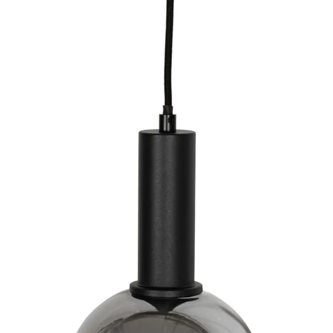 Art Deco Hängelampe schwarz mit Rauchglas 4-flammig - Josje