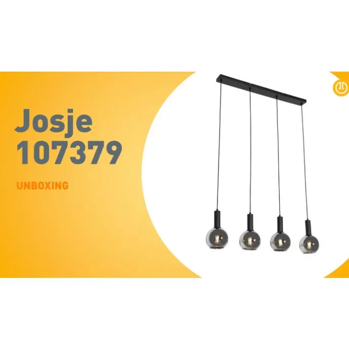 Art Deco Hängelampe schwarz mit Rauchglas 4-flammig - Josje