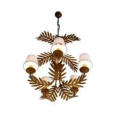 Art Deco Kronleuchter Gold 5-Licht mit weißen Kappen - Botanica