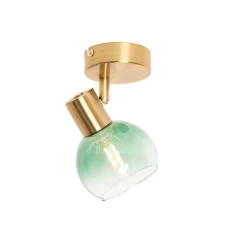 Art Deco Spot Gold mit grünem Glas - Vidro