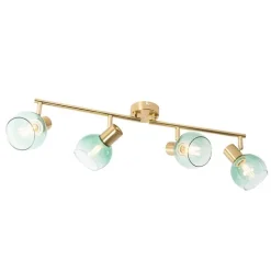 Art Deco Spot Gold mit grünem Glas 4-flammig - Vidro
