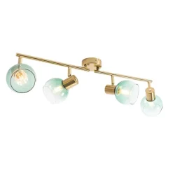 Art Deco Spot Gold mit grünem Glas 4-flammig - Vidro