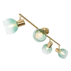 Art Deco Spot Gold mit grünem Glas 4-flammig - Vidro